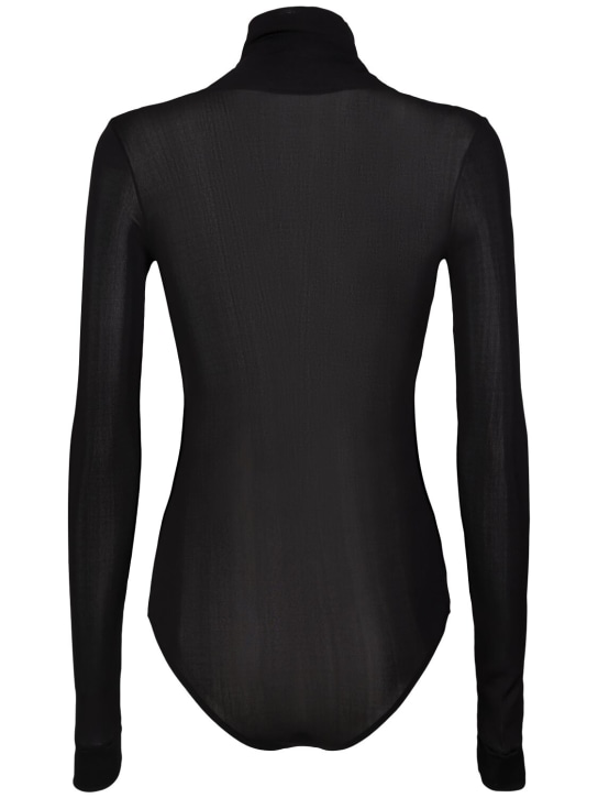 Maison Margiela: Viscose jersey turtleneck bodysuit - Siyah - women_1 | Luisa Via Roma
