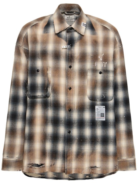 Mihara Yasuhiro: Vintage check cotton shirt - Black - men_0 | Luisa Via Roma