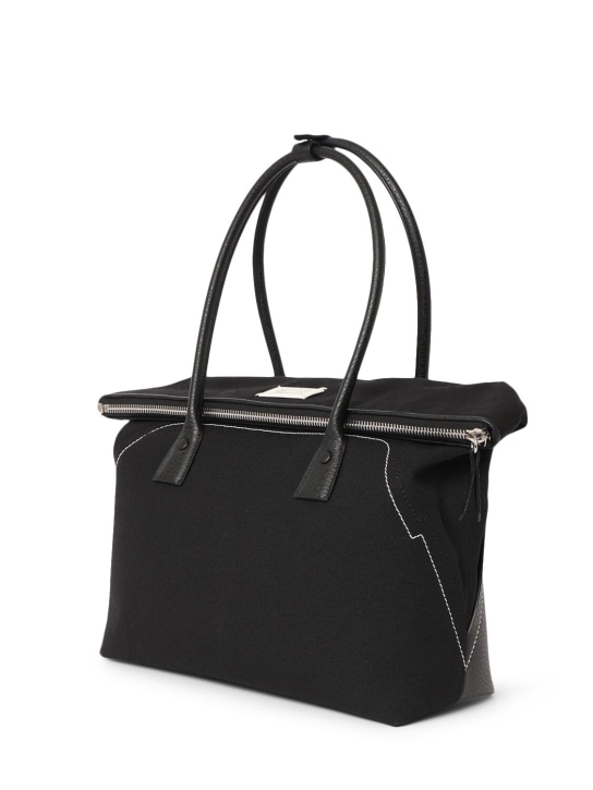Maison Margiela: Medium 5Ac grainy leather shopping bag - Black - women_1 | Luisa Via Roma
