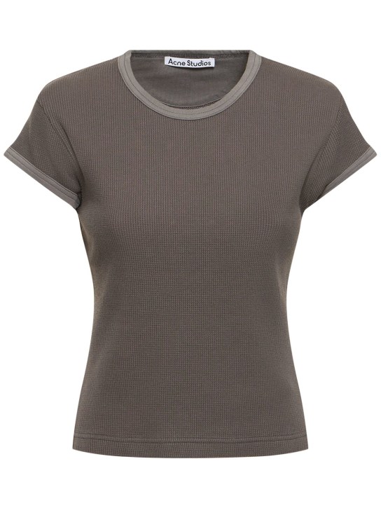 Acne Studios: Cotton jersey short sleeve t-shirt - Gri - women_0 | Luisa Via Roma