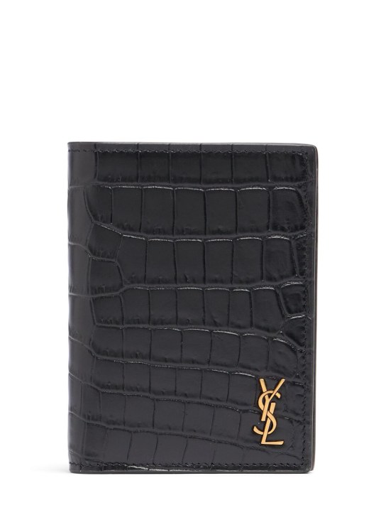 Saint Laurent: YSL leather wallet - men_0 | Luisa Via Roma