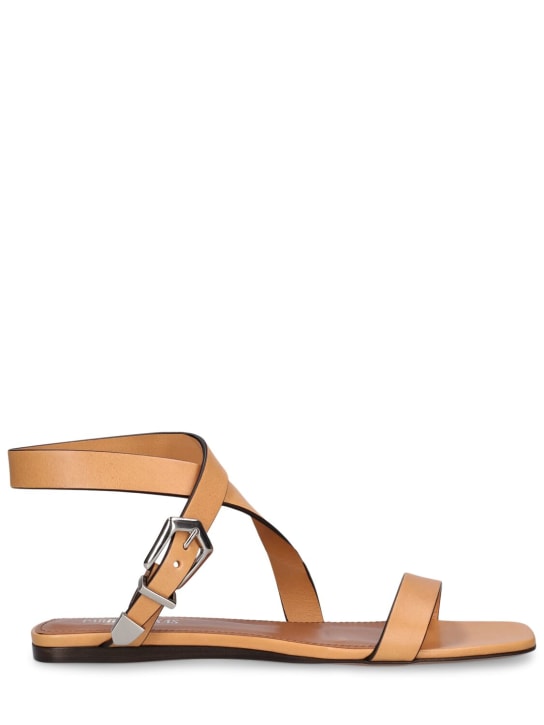 Paris Texas: 10mm Lauren leather flat sandals - Brown - women_0 | Luisa Via Roma