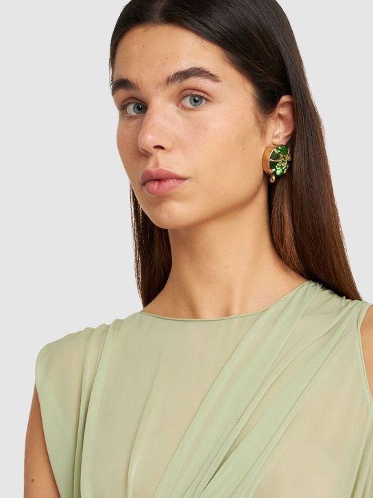 Dsquared2: D2 crystal clip-on earrings - Green/Gold - women_1 | Luisa Via Roma