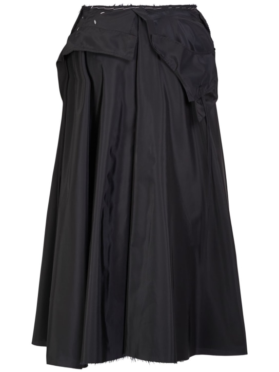 Maison Margiela: Draped taffeta midi skirt - Black - women_1 | Luisa Via Roma