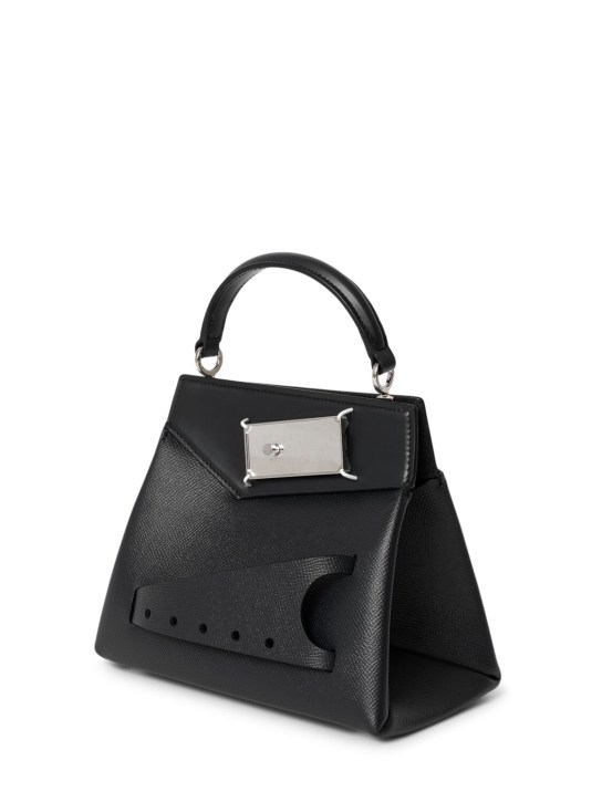 Maison Margiela: Small Snatched grainy leather bag - Black - women_1 | Luisa Via Roma
