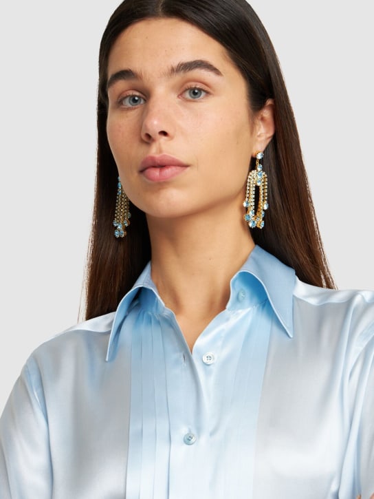 Magda Butrym: Crystal pendant earrings - Blue/Gold - women_1 | Luisa Via Roma
