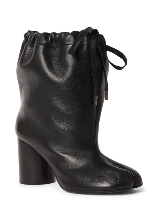 Maison Margiela: 80mm Tabi soft leather ankle boots - Black - women_1 | Luisa Via Roma