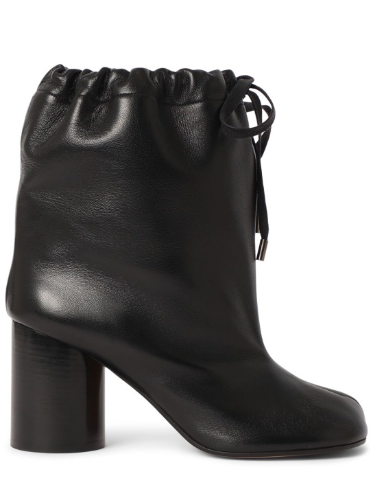 Maison Margiela: 80mm Tabi soft leather ankle boots - Black - women_0 | Luisa Via Roma