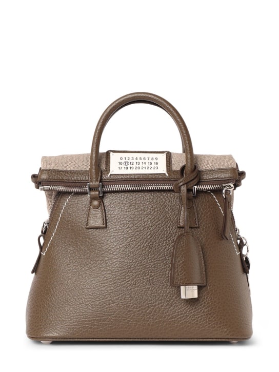 Maison Margiela: Mini 5Ac Classique grainy leather bag - Bark - women_0 | Luisa Via Roma