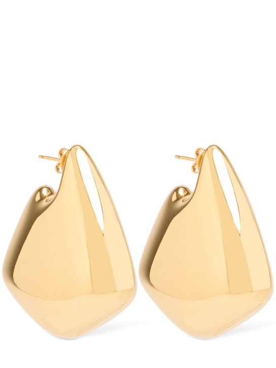 Bottega Veneta: Large Fin sterling silver earrings - Gold - women_0 | Luisa Via Roma