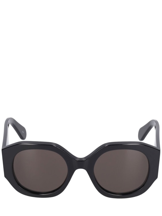 Chloé: Oversized logo round acetate sunglasses - Siyah/Gri - women_0 | Luisa Via Roma