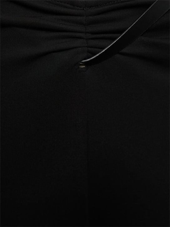 Courreges: Slash绉纱平纹针织粘胶纤维裤子 - 黑色 - women_1 | Luisa Via Roma