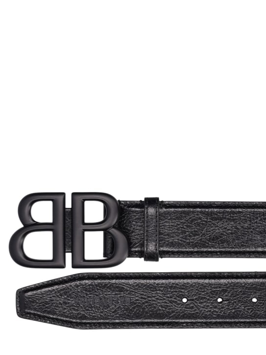Balenciaga: 4.0cm Monaco leather belt - Black - men_2 | Luisa Via Roma