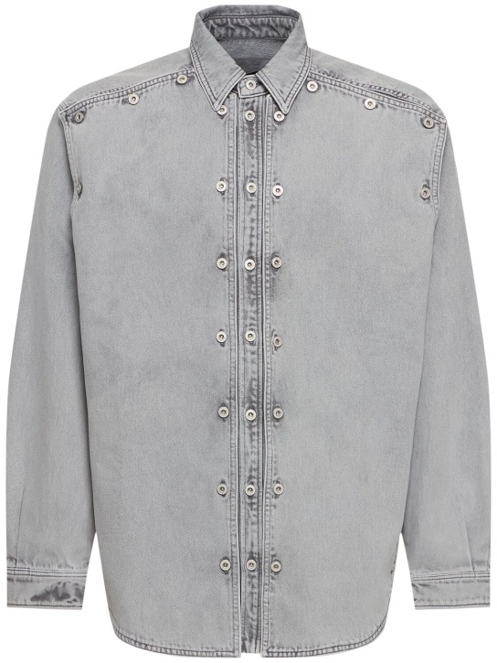 Y/PROJECT: Denim buttons shirt jacket - Light Grey - men_0 | Luisa Via Roma