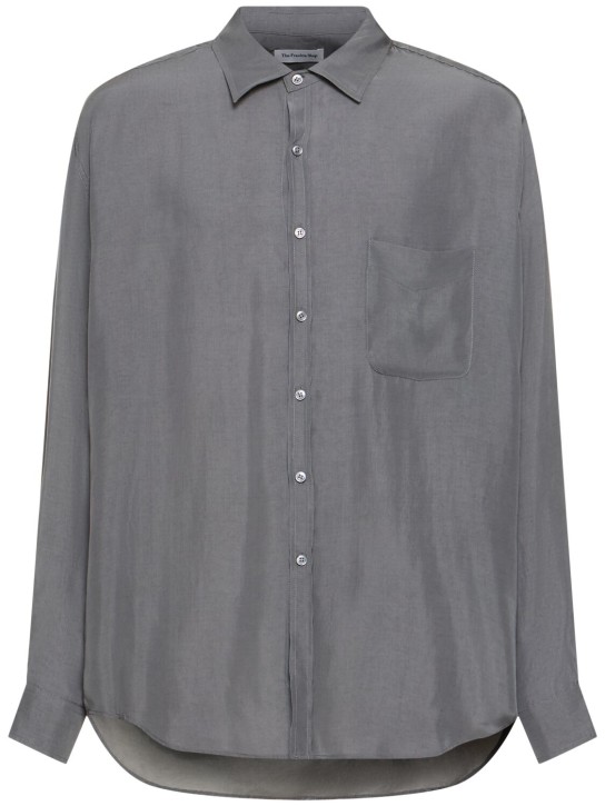 The Frankie Shop: Silky cupro shirt - Charcoal - men_0 | Luisa Via Roma