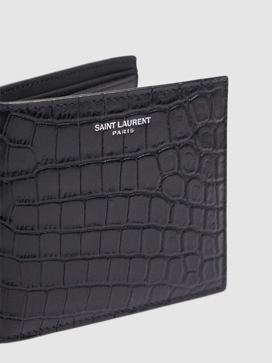 Saint Laurent: East West embossed leather wallet - Siyah - men_1 | Luisa Via Roma