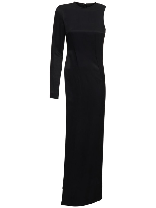 MM6 Maison Margiela: Fluid cupro twill long dress - Black - women_0 | Luisa Via Roma