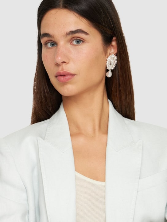 Magda Butrym: Crystal & pearl pendant earrings - Crystal/White - women_1 | Luisa Via Roma
