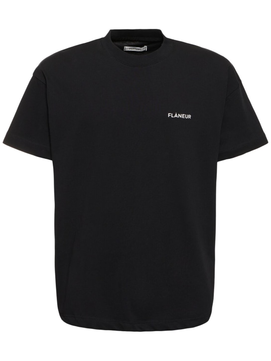 FLÂNEUR: Essential Tシャツ - ブラック Oc - men_0 | Luisa Via Roma