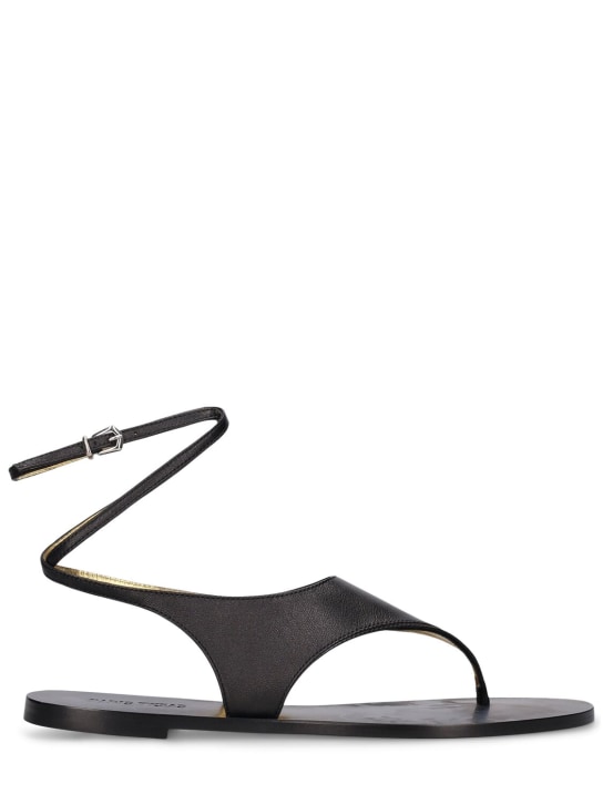 Paris Texas: 5mm Amalfi leather flat sandals - Siyah - women_0 | Luisa Via Roma
