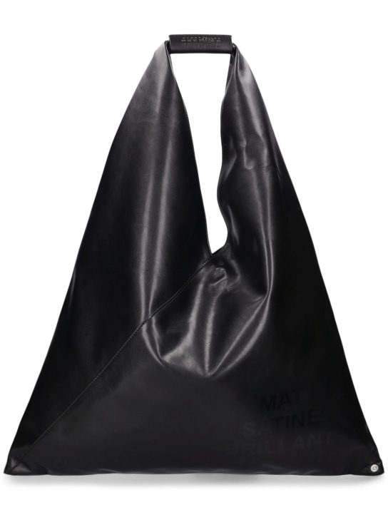 MM6 Maison Margiela: Medium Classic Japanese faux leather bag - Siyah - women_0 | Luisa Via Roma