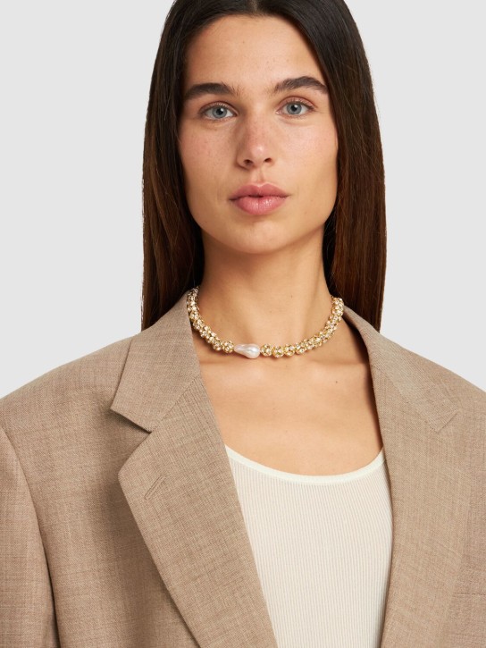 Magda Butrym: Faux pearl & crystal collar necklace - Gold/Crystal - women_1 | Luisa Via Roma