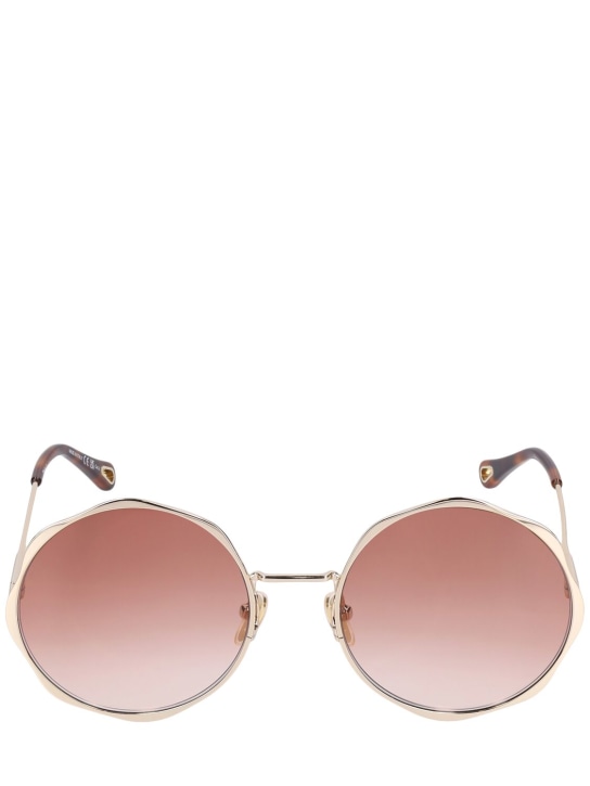 Chloé: Scallop line round metal sunglasses - Gold/Orange - women_0 | Luisa Via Roma