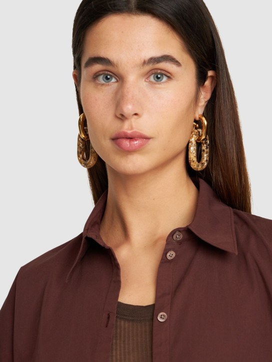 Rabanne: XL link double pendant earrings - Altın/Renkli - women_1 | Luisa Via Roma