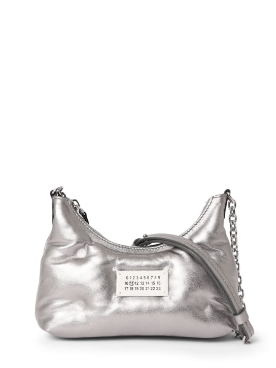 Maison Margiela: Micro Glam Slam Hobo metallized bag - Metallic Grey - women_0 | Luisa Via Roma