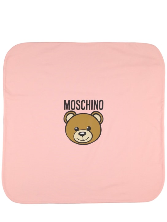 Moschino: 패디드 코튼 저지 블랭킷 - 핑크 - kids-girls_0 | Luisa Via Roma