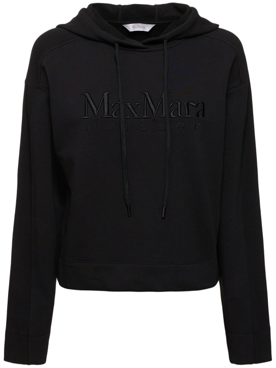 Max Mara: Sweat-shirt en jersey à capuche Stadio - Noir - women_0 | Luisa Via Roma