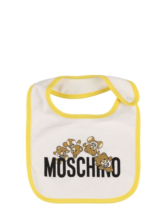 Moschino: 棉质平纹针织围嘴3个套装 - 粉色 - kids-boys_1 | Luisa Via Roma