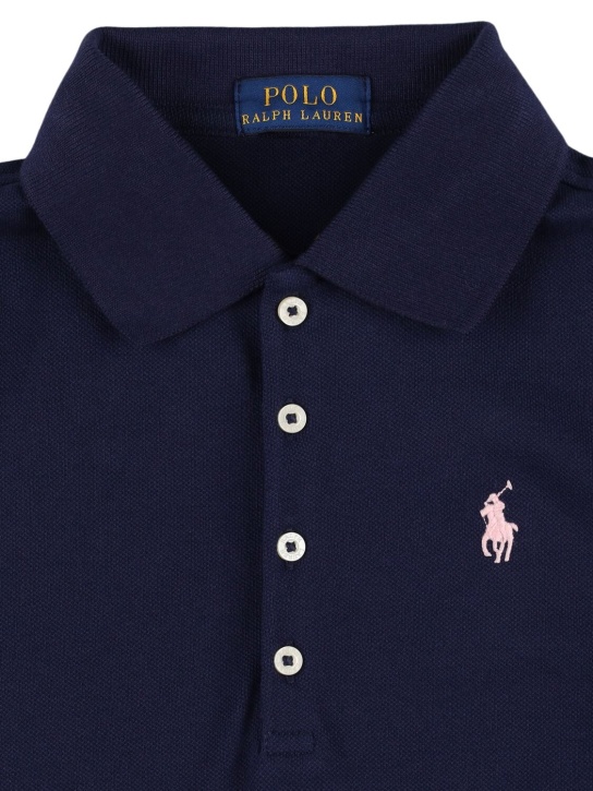 Ralph Lauren: Cotton blend piquet polo dress - Dark Blue - kids-girls_1 | Luisa Via Roma