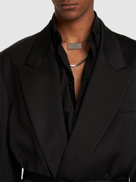 Versace: Metal necklace logo plaque - 4j750-palladium - men_1 | Luisa Via Roma