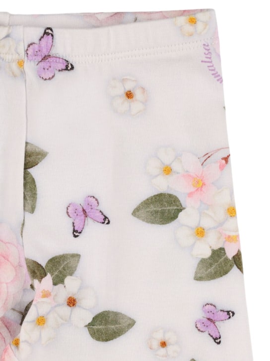 Monnalisa: Printed cotton jersey leggings - Beyaz - kids-girls_1 | Luisa Via Roma