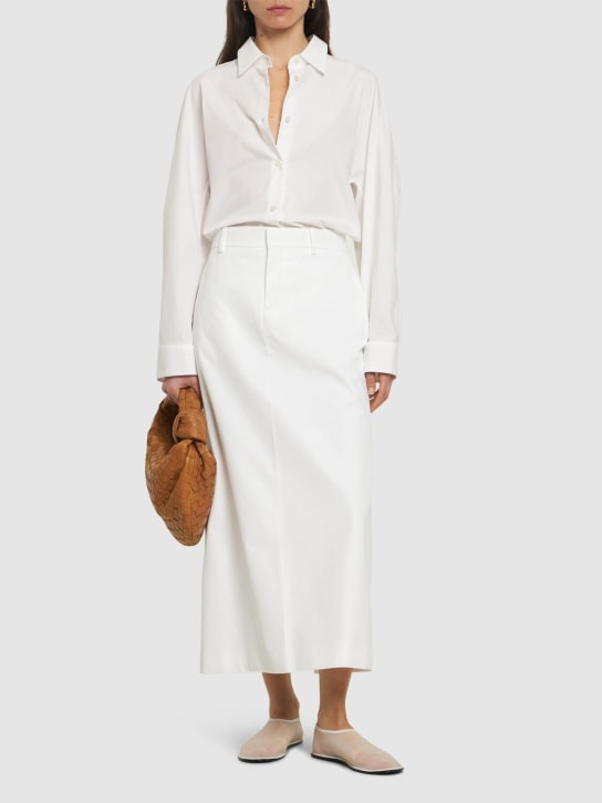 Valentino: Poplin midi skirt - White - women_1 | Luisa Via Roma