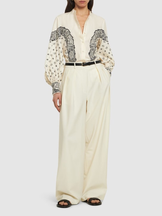 Chloé: Printed cotton poplin shirt - Cream/Black - women_1 | Luisa Via Roma