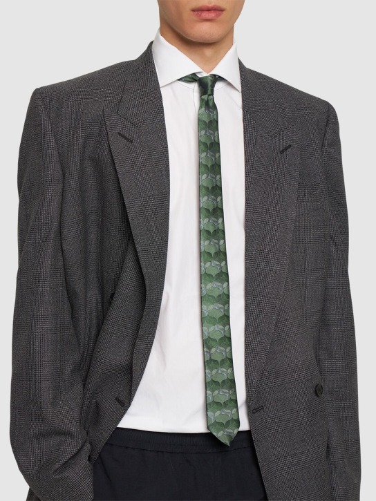Dries Van Noten: Printed silk tie - Green - men_1 | Luisa Via Roma