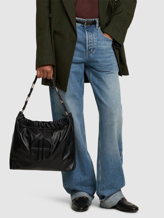 ANINE BING: Kate leather shoulder bag - Siyah - women_1 | Luisa Via Roma