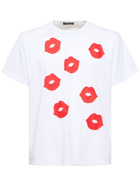 Comme des Garçons Homme Plus: Cotton jersey t-shirt - Beyaz/Kırmızı - men_0 | Luisa Via Roma
