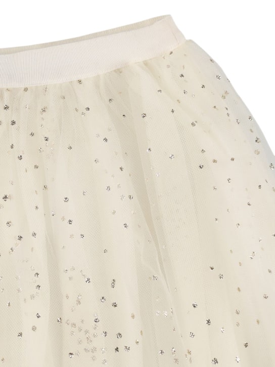 Bonpoint: Glittered stretch tulle & satin skirt - White - kids-girls_1 | Luisa Via Roma