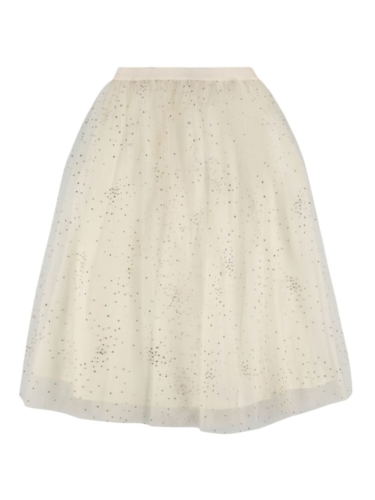 Bonpoint: Glittered stretch tulle & satin skirt - Beyaz - kids-girls_0 | Luisa Via Roma
