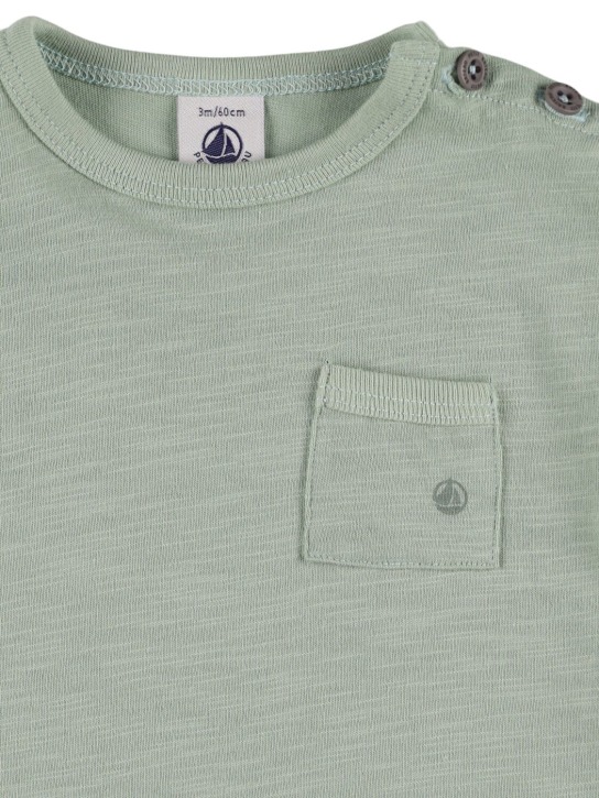 Petit Bateau: T-Shirt aus Baumwolljersey mit Tasche - Grün - kids-boys_1 | Luisa Via Roma