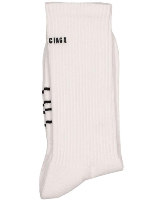 Balenciaga: Socken aus Baumwollmischung mit Unity-Motiv - Weiß - men_0 | Luisa Via Roma
