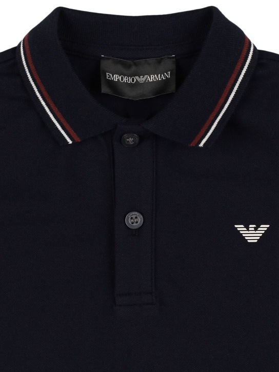 Emporio Armani: Cotton piqué polo shirt w/ logo - Navy - kids-boys_1 | Luisa Via Roma