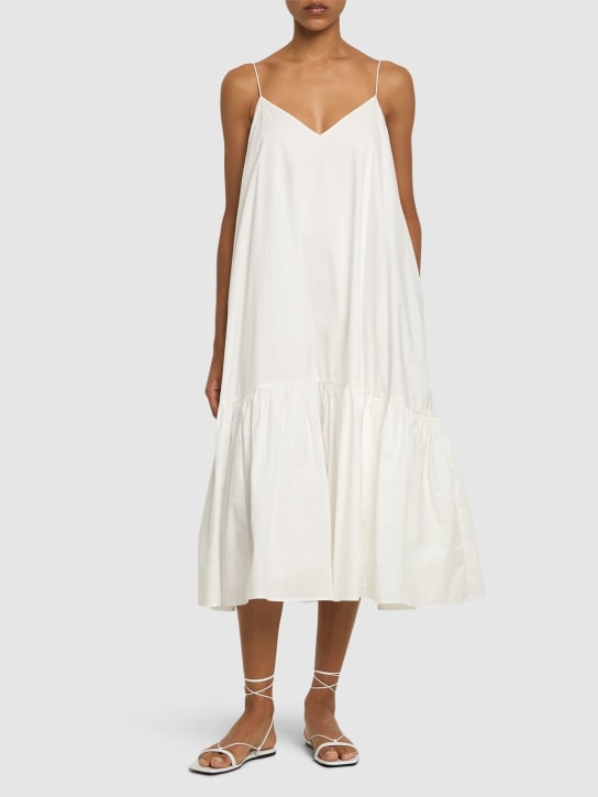 ANINE BING: Averie cotton midi dress - Beyaz - women_1 | Luisa Via Roma