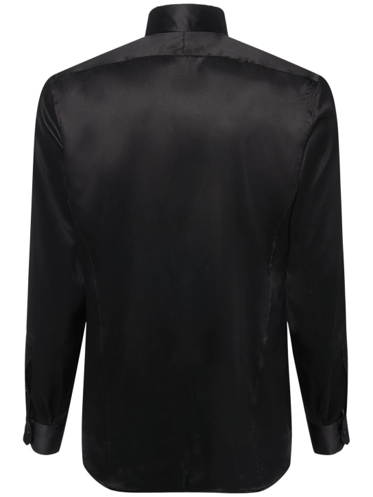 Tom Ford: Silk charmeuse slim fit shirt - Black - men_1 | Luisa Via Roma