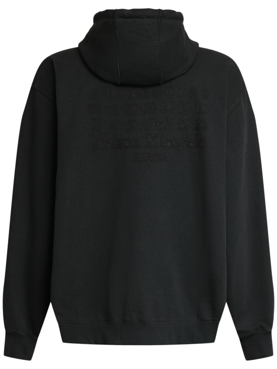 Maison Margiela: Cotton jersey zipped sweatshirt - Washed Black - men_1 | Luisa Via Roma