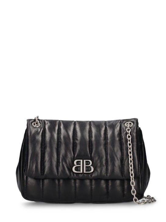 Balenciaga: Mini Monaco leather shoulder bag - Black - women_0 | Luisa Via Roma