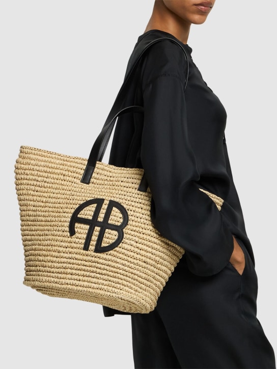 ANINE BING: Palermo raffia effect tote bag - women_1 | Luisa Via Roma